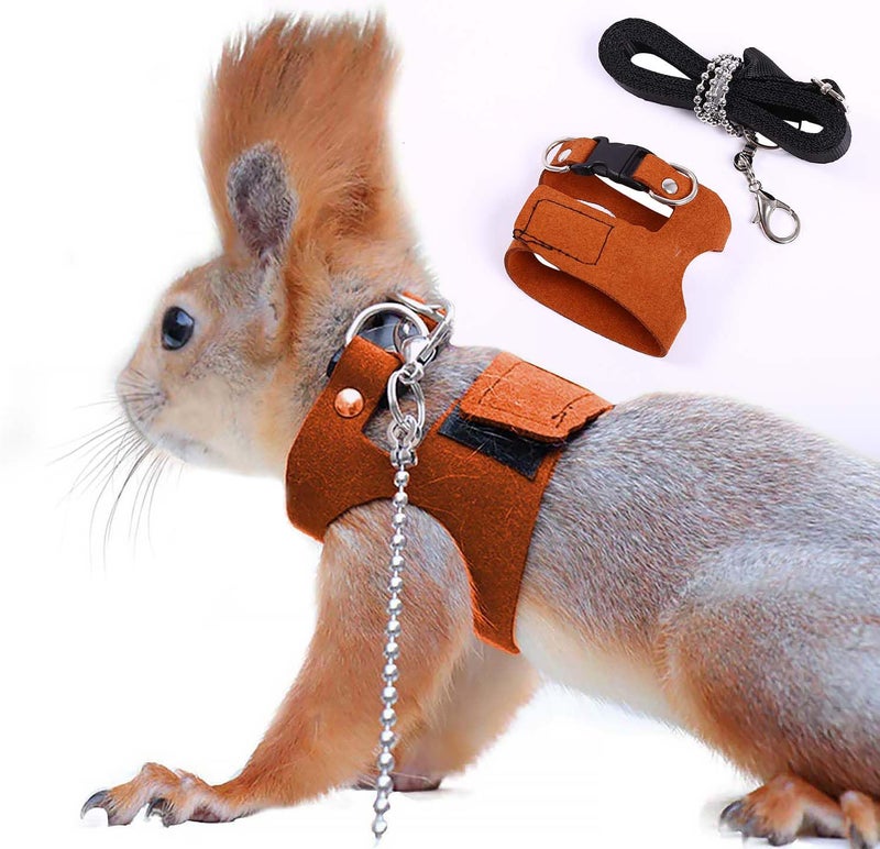 ADNIKIA Squirrel Traction Rope Strap Anti-Biting Chain Rope, Adjustable Vest, Small Animal Walking Harness with Lead Leash, Hamster Gerbil Rat Mouse Ferret Chinchilla Small Animal Walking Leash - Image 1